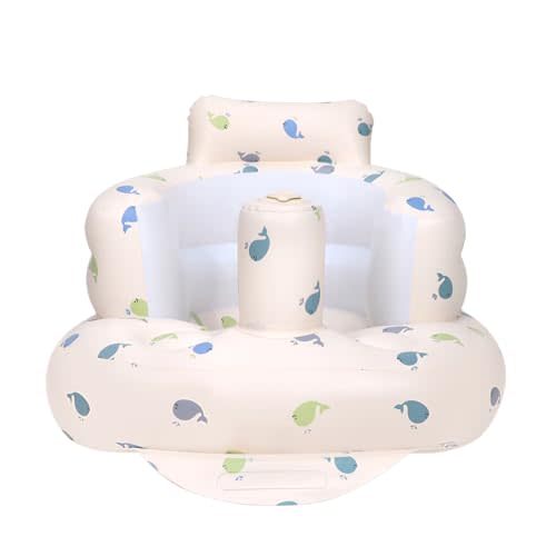 AirSwim Inflatable Baby Chair, Inflatable Baby Seat for Babies 3 Months and Up, Summer Blow Up Chair with Built in Air Pump, Bumbo Seat for Learning to Sit, Palying, Camping, Whale
