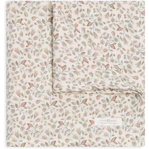Colored Organics Baby Organic Cotton Swaddle - Infant Receiving Blanket - Yuma Floral/Teal + Taupe Muslin