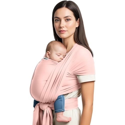 Yolay Baby Wrap Carrier Easy to Wear Soft Baby Carrier Sling Hands Free Adjustable Baby Carrier for Newborn to Toddler Upto 50 lbs, Pink