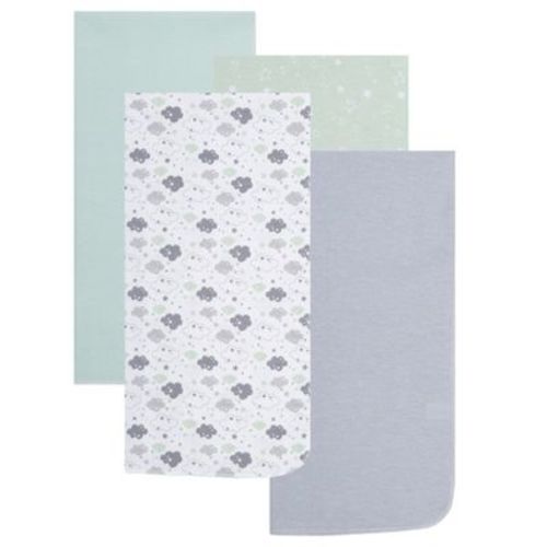 EVERYDAY KIDS 4-Pack Flannel Receiving Blankets – Soft Swaddle Set for Newborns with Fluffy Clouds, Stars, Solid Prints