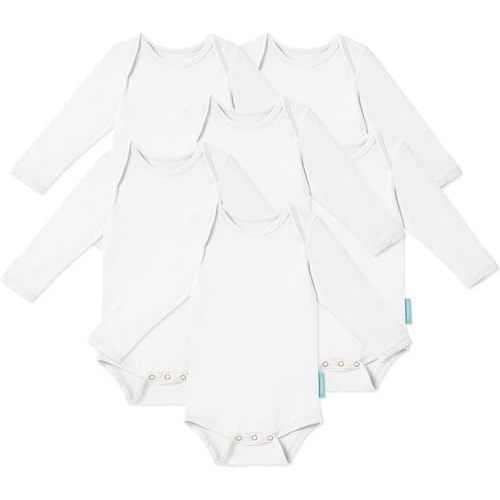 Soft Long Sleeve Baby Bodysuits, 0-3 months, White