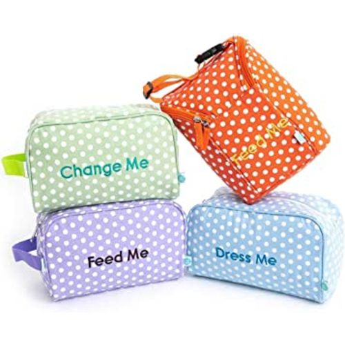 Easy Baby - Diaper, Bottle, and Supplies - Organizer Pouches - Change, Feed, and Dress Me (4 Pack Laguna) | Organizing Packing Tote Cubes for Baby Items | Good for Travel and Keeping Organized