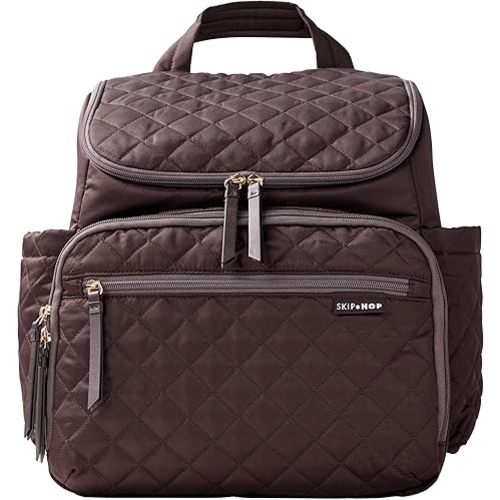 Skip Hop Diaper Bag Backpack: Forma, Multi-Function Baby Travel Bag with Changing Pad & Stroller Attachment, Chocolate