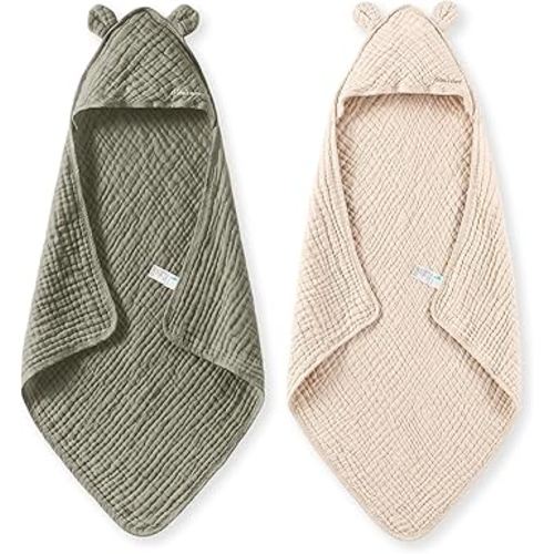 Amazon.com : Momcozy Baby Towels, 6-Layer 100% Cotton Muslin Hooded Baby Towel Set for Newborn, Infant & Toddler, Soft Absorbent Baby Bath Essentials, Large 32 x 32 Inch : Baby