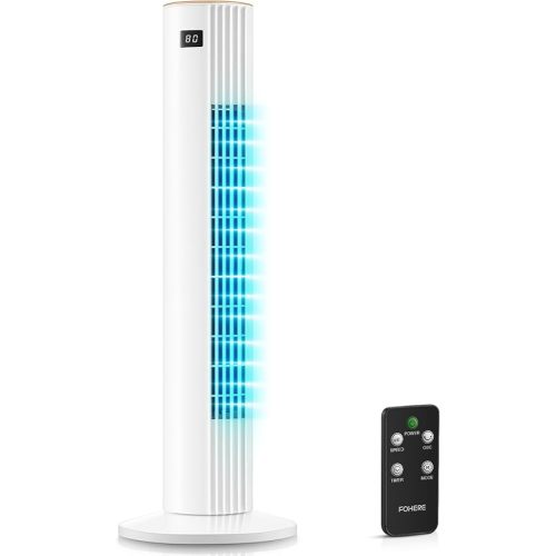 Tower Fan for Bedroom, Quiet Oscillating Floor Fans with 70°, Remote Control, 3 Modes, 3 Speeds, 12H Timer, 30" Bladeless Standing Fan for Home, Office, Living Room, White