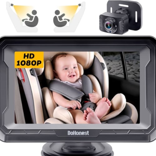 DoHonest Baby Car Camera HD 1080P - Rear-Facing Car Baby Monitor with Night Vision, Adjustable View Angle, Easy Setup, Anti-Glare Display, Safety for Kids & Infants