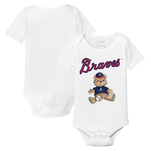 Atlanta Braves Tiny Turnip Infant Teddy Boy Bodysuit - White