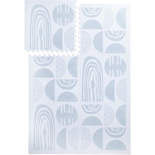 Premium Exercise & Baby Foam Play Mats - Stylish & Large Non-Toxic Odorless Floor Mat - 6 Tiles - Spacious 6ft x 4ft - Peel-Resistant Reinforced Ver.- Soft, Thick, Waterproof - Foggy Gray