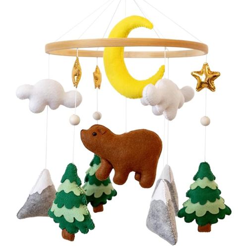 Woodland Bear Mobile for Crib - Woodland Theme Nursery Decor - Forest Animal Nursery Decor - Perfect Gift for Nursery