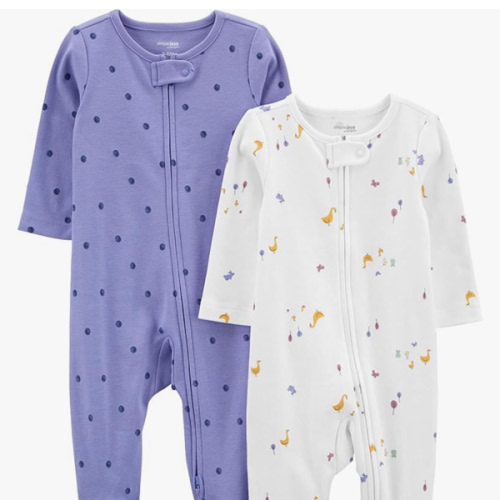 Simple Joys by Carter's Baby Girls' Cotton Footed Sleep and Play, Pack of 2
