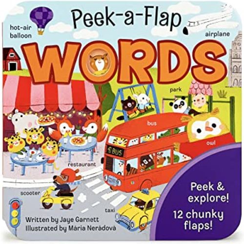 Peek-a-Flap Words Lift-a-Flap Board Book for Curious Minds and Little Learners; Ages 1-5