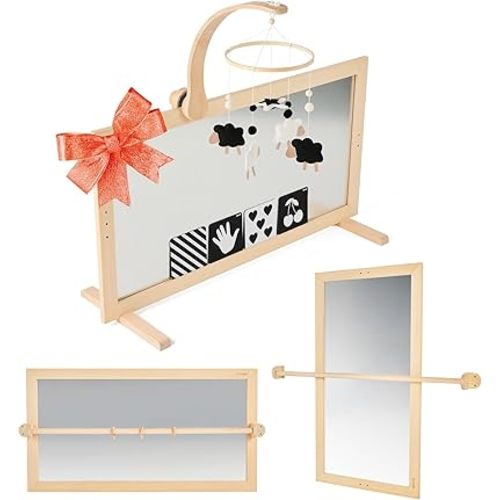 Montessori Mirror Baby Wall, Baby Pull Up Bar, Montessori 3-in-1 Shatterproof Mirror, Wooden Pull Up Bar, Toddler Pull Up Bar, Montessori Baby Furniture, Balancing Nature and Development
