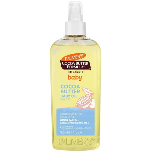 Palmer's Baby Oil, Cocoa Butter Formula Gentle Body Oil, 5.1 fl oz, Nourishing Massage Oil for Delicate Skin with Vitamin E & Argan Oil, 48-Hrs Moisture, Dermatologist Tested Baby Essentials
