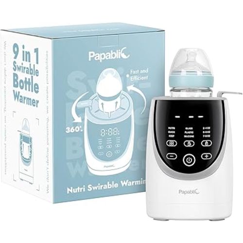 Papablic Swirlable Bottle Warmer, Baby Bottle Warmer with Shake Function for Breastmilk and Night Feeds, Uniform Heating for Nutrient Preservation, Smart Temperature Control, Automatic Shut-Off