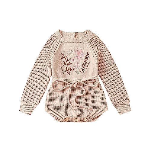 MERSARIPHY Baby Girl Sweater Romper Embroidery Baby Sweatshirt Romper Baby Girl Knit Sweater Fall Winter Clothes