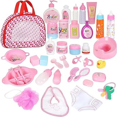 fash n kolor My Sweet Baby Disappearing Doll Feeding Set | Baby Care 6 Piece Doll Feeding Set (40 pc Set)