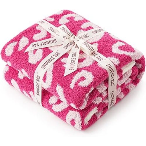 Snuggle Sac Ultra Soft, Warm Plush Blanket - Reversible Cheetah/Pink Leopard Throw, 50x60 inches