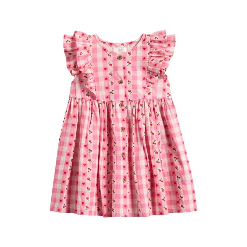 Kids' Gingham Floral Frill Dress, 12-18M