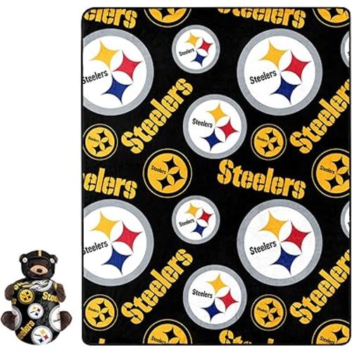 Northwest NFL Plush Bear Hugger with 40 X 50 Silk Touch Throw Blanket, Pittsburgh Steelers