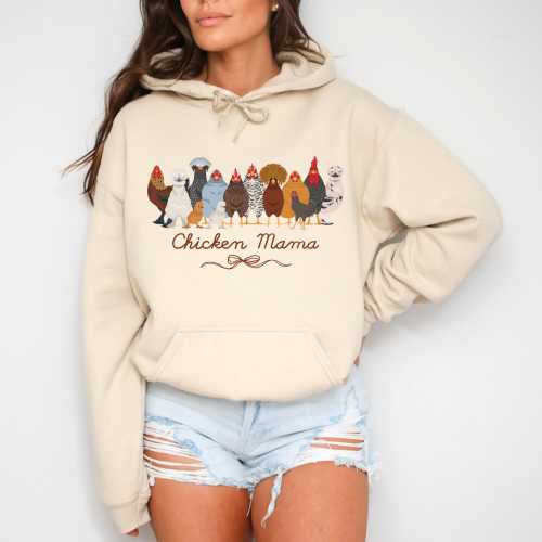 Chicken Mama Sweatshirt Hoodie I Love Chickens Cute Chicken Funnies Pullover Gift For Chicken Lovers Crewneck Chicken Mom Farmer Hoody 71825
