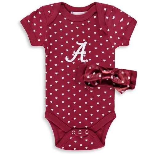 Alabama Crimson Tide Girls Newborn & Infant Hearts Bodysuit and Headband Set - Crimson