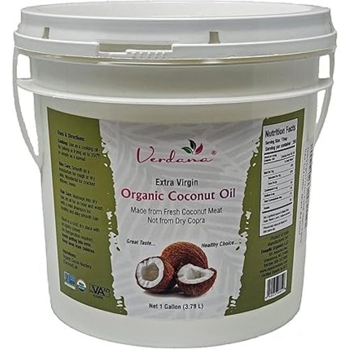 Verdana Extra Virgin Coconut Oil – USDA Organic, Unrefined Cold Pressed Oil for Baking and Cooking – 1 Gallon