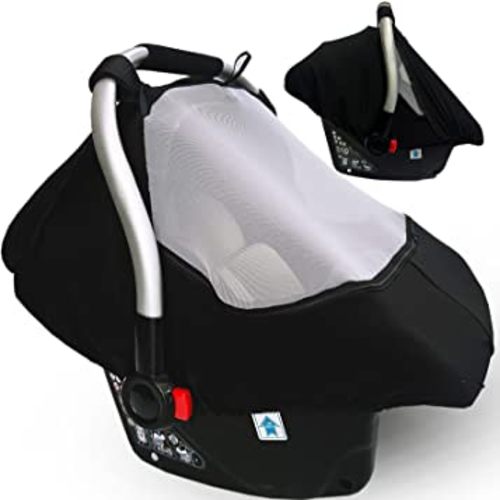 Car Seat Sun Shade Covers for Babies - All-in-1 Car-seat-Covers Canopy with Privacy Sun Shade & Bug Net Windproof & Waterproof Protects Newborn Baby from UV Rays, Rains,Dust,Insects Carseat Covers