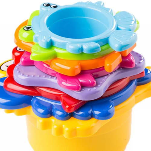 Baby Bath Toy - Beach Stacking Cups for Boys and Girls - Bath Tub Toys for Toddlers and Kids - 8 pcs