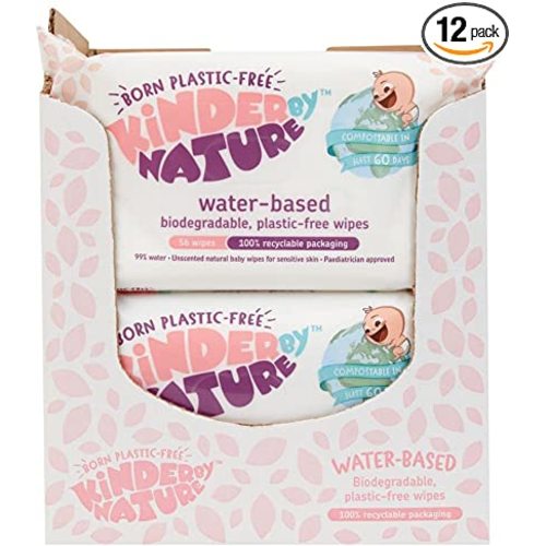 Jackson Reece Kinder by Nature Water-Based Baby Wipes - 56 Count (Case of 12 packs)