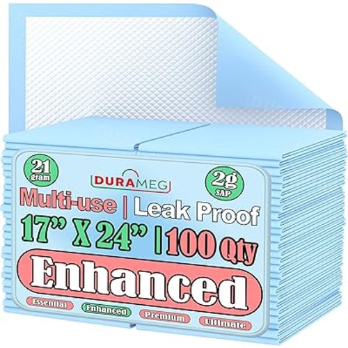 Chucks Pad Disposable Underpads 17x24 | [100 Pack] Incontinence Chux Pads Absorbent 2g SAP Fluff Protective Bed & Pee Pads for Babies, Kids, Adults & Elderly | Puppy Pads Large for Training Leak Proof