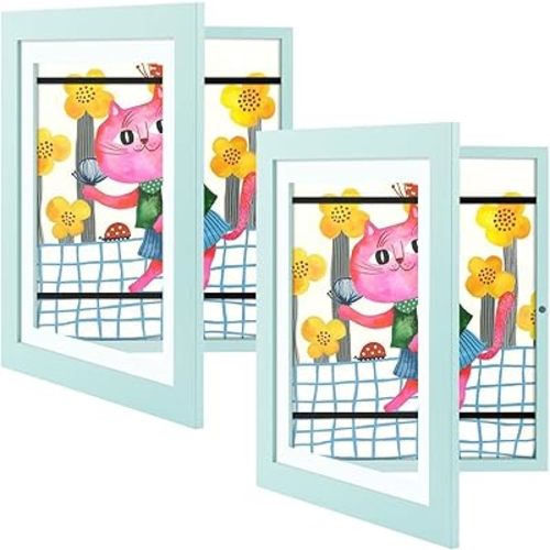 Golden State Art, 10x12.5 Kids Art Frames, Front-Opening Picture Frame Great for Kids Drawings, Artworks, Children Art Projects, Schoolwork, Home or Office (Light Blue Set of 2)