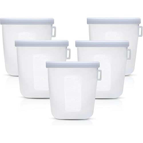 Miss Milky Mama 5pc Reusable Breast Milk Storage Bags Silicone Breastmilk Storage Bags Breastmilk Storage Bag Breast Milk Storage Bags Freezer BPA Free No Leaks