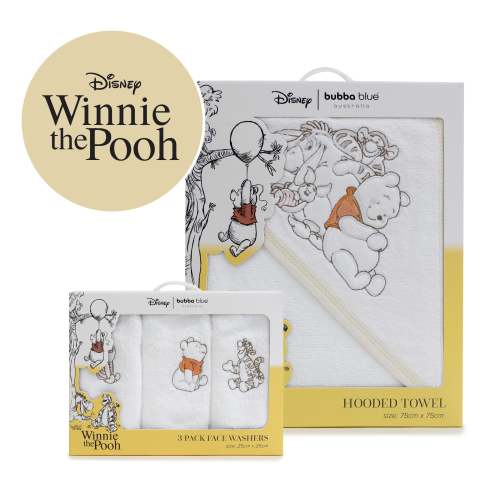Disney Winnie the Pooh Bundle - Hooded Towel & Face Washers