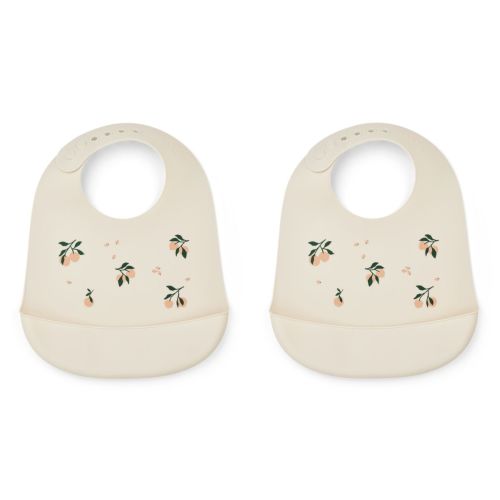 Tilda Silicone Bib 2 Pack - Peach / Sea shell mix