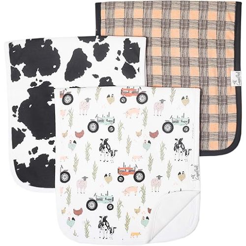 Copper Pearl Premium Baby Burp Cloths - 3-Pack Large Cotton Burp Cloths, Extra Soft Spit Up Rags with 3 Absorbent Layers, Perfect for Baby Boy and Baby Girl Gifts (21" x 10" Size, Jo Set)