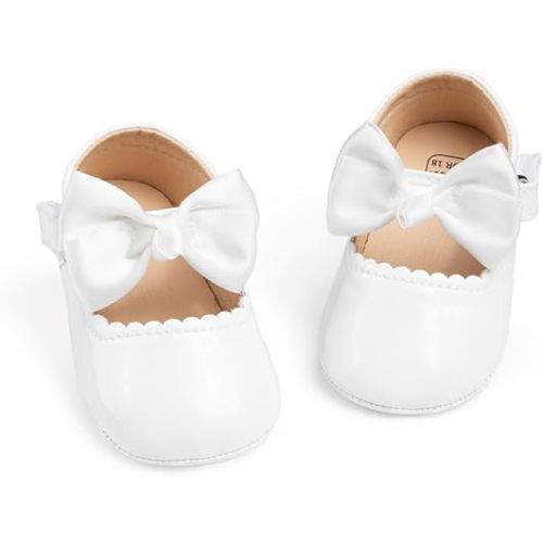 CENCIRILY Infant Baby Girls Mary Jane Flats Non Slip Soft Sole Prewalker Princess Wedding Dress Shoes