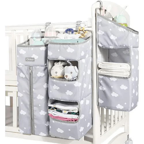 Orzbow 3-in-1 Hanging Diaper Caddy Organizer for Changing Table, Nursery Organization and Diaper Stacker for Crib Wall, Removable Diaper Organizer for Baby Boy Essentials, Gray