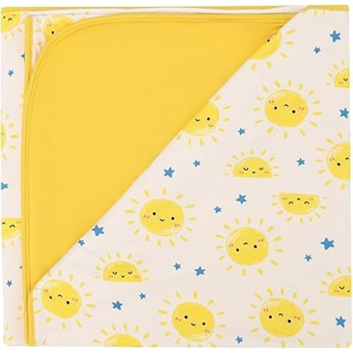 Premium Baby Blanket, Stretchy Quilt for Kid, Soft Crib Bedding for Newborn Baby and Toddler, Nursery Blanket for Boys and Girls, Viscose Made from Bamboo, 50'' x 50'' Sun