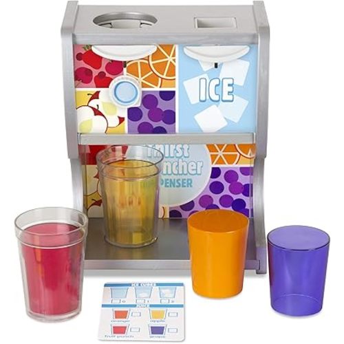 Melissa & Doug Thirst Quencher Wooden Drink Dispenser Pretend Play Set With Cups, Juice Inserts, Ice Cubes Pretend Play Soda Fountain, Food Sets For Kids Kitchen, For Kids Ages 3+ -