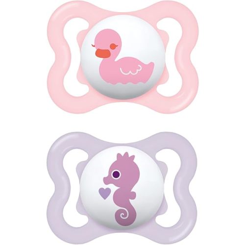 MAM Mini Air Pacifiers, Binky for 0-6 Months, BPA-Free Silicone Nipple, Ideal for Sensitive Skin & Breastfed Newborns, Easy to Clean, Developed with Medical Experts, 2 Count Binkies, Sterilizer Case