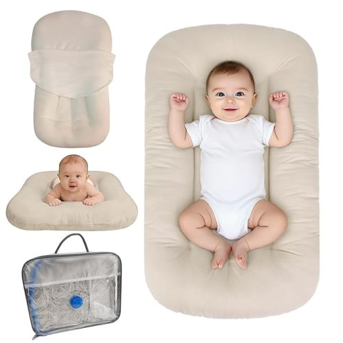 Baby Lounger for Infants Babies 0-24 Months, Bionic Organic Lounger, Soft Cotton Breathable Infant Floor Seats & Loungers for Newborn Baby Shower Gifts (Livid)