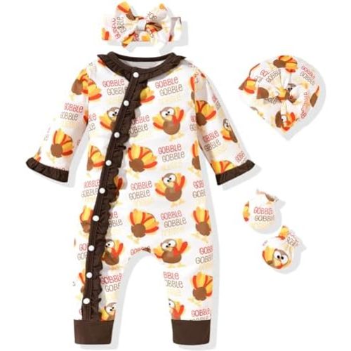Aalizzwell Baby Girls Romper Outfit Fall Winter Clothes with Accessories