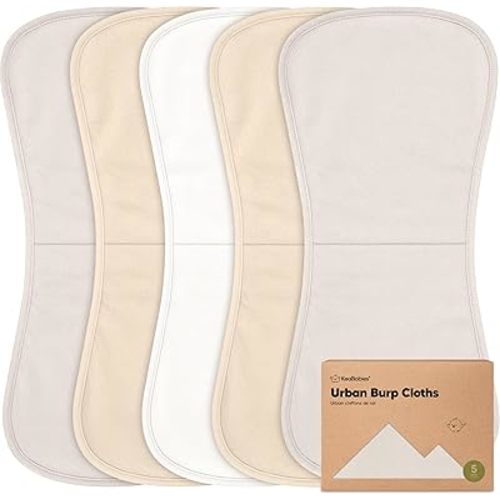 Organic Burp Cloths Baby Boy & Girl - 5-Pack Super Absorbent Cotton Burping Cloths for Babies, Soft & Plush Newborn Spit Up Rags, Infant Towels for Milk Spit Up, Unisex, Large 21" x 10" (Purest)