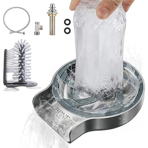 Cup Washer for Sink, Glass Rinser for Kitchen Sink, Cup Rinser Sink Attachment, Easy to Use Cup Cleaner, Glass Washer, Bottle Washer for Sink, Sink Cup Washer
