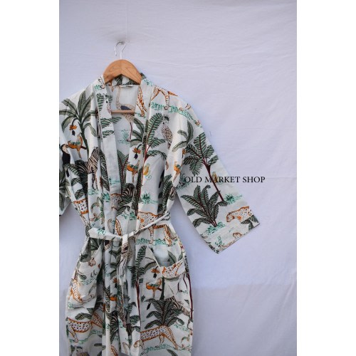 White 100% Cotton Maternity Robe Dressing Gown