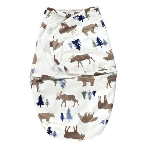 Hudson Baby Infant Boy Plush Faux Fur Swaddle Wrap, Moose Bear, 0-3 Months
