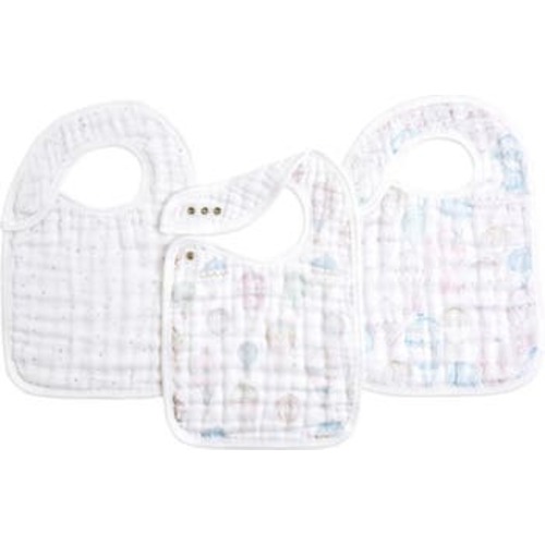 3-Pack Classic Organic Cotton Muslin Snap Bibs