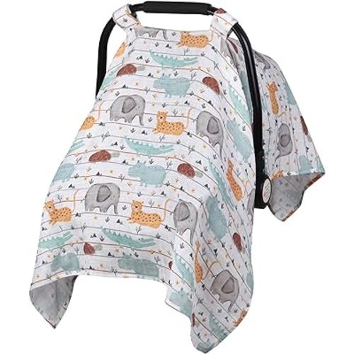 Metplus Muslin Carseat Cover for Babies,Breathable Infant Carseat Cover Lightweight Baby Carrier Cover for Girls Boys, Fit Spring Summer/Hot Days/Warm Weather