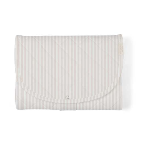 Organic Portable Changing Mat - Beige Stripes