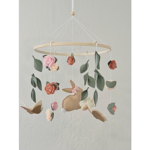Garden Bunny Baby Mobile, Flower Nursery Decor, Garden Baby Mobile, Cottage Baby Gift, Cottage Baby Mobile, Garden Decor, Bunny Baby Mobile